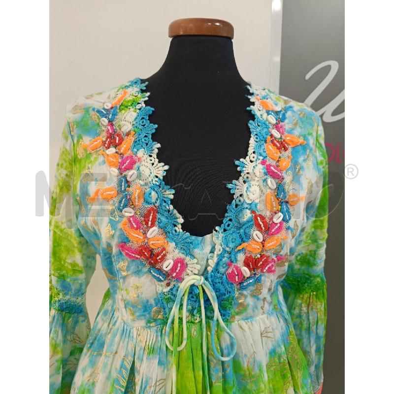 VESTITO DONNA POSITANO BIANCO VERDE CELESTE RICAMI | Mercatino dell'Usato Roma gregorio vii 2