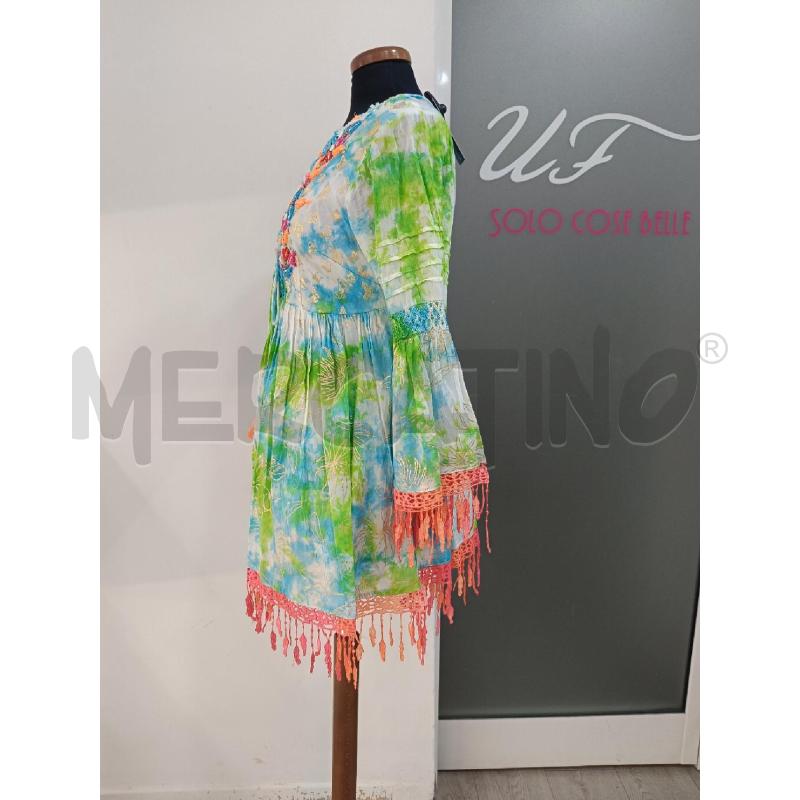 VESTITO DONNA POSITANO BIANCO VERDE CELESTE RICAMI | Mercatino dell'Usato Roma gregorio vii 3