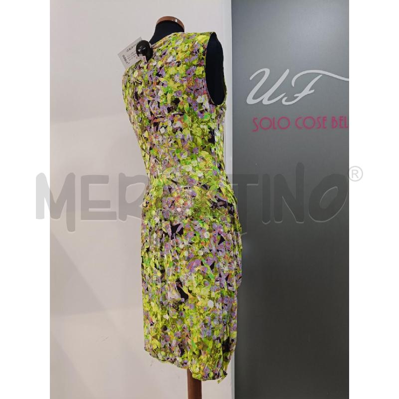 VESTITO ROBERTO CAVALLI FANTASIA VERDE LILLA ROUCHES | Mercatino dell'Usato Roma gregorio vii 3