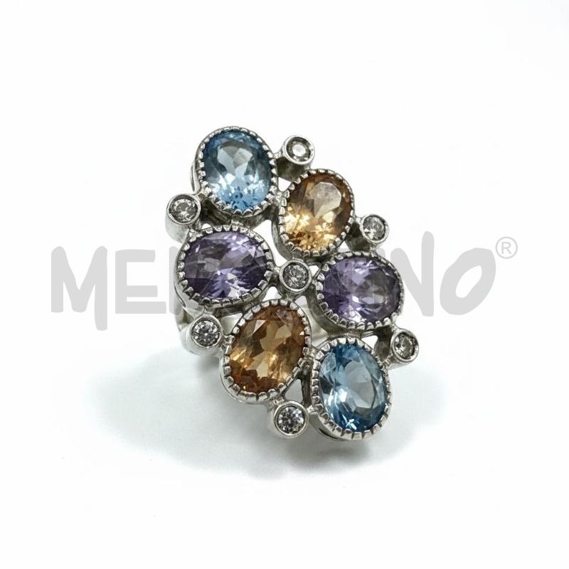 ANELLO DONNA MP ARGENTAT PIETRE VIOL BLU GIALL  | Mercatino dell'Usato Roma appia 1