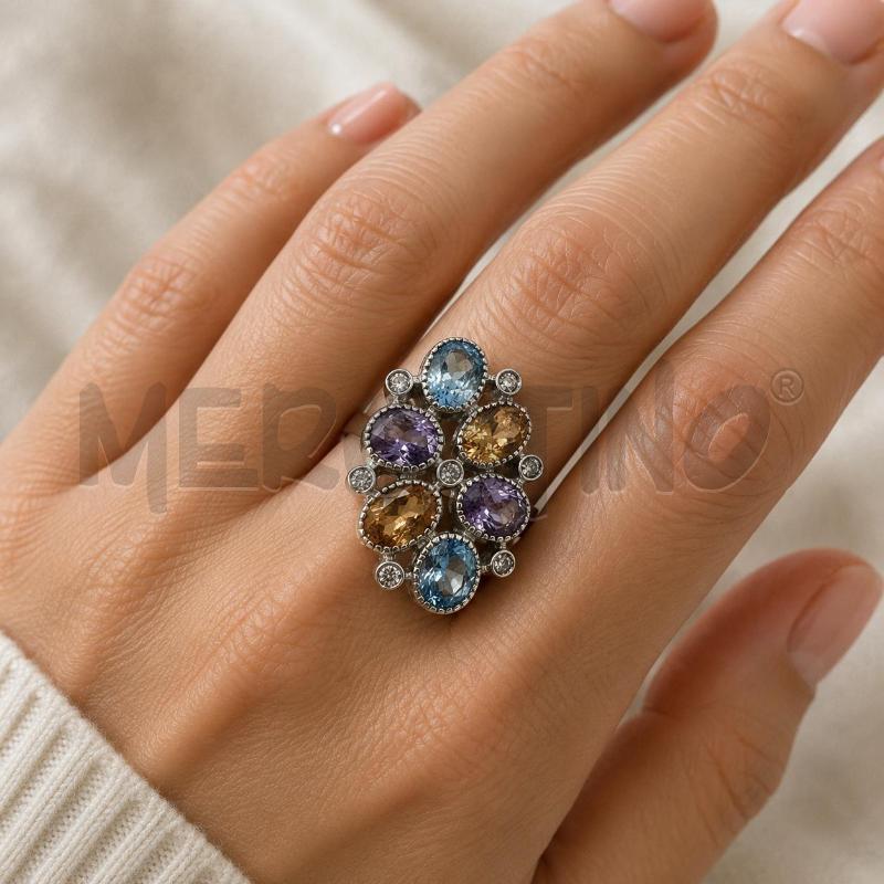 ANELLO DONNA MP ARGENTAT PIETRE VIOL BLU GIALL  | Mercatino dell'Usato Roma appia 2