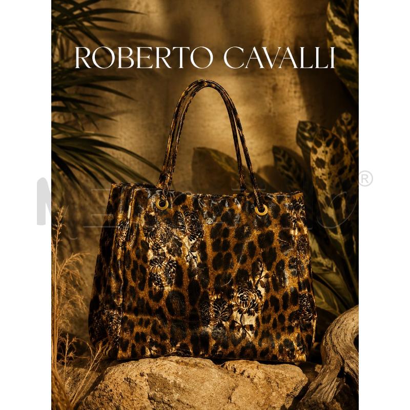 BORSA DONNA ROBERTO CAVALLI ANIMALIER FIORE RILIEVO  | Mercatino dell'Usato Roma appia 1