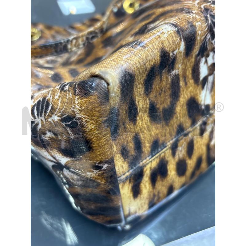BORSA DONNA ROBERTO CAVALLI ANIMALIER FIORE RILIEVO  | Mercatino dell'Usato Roma appia 2