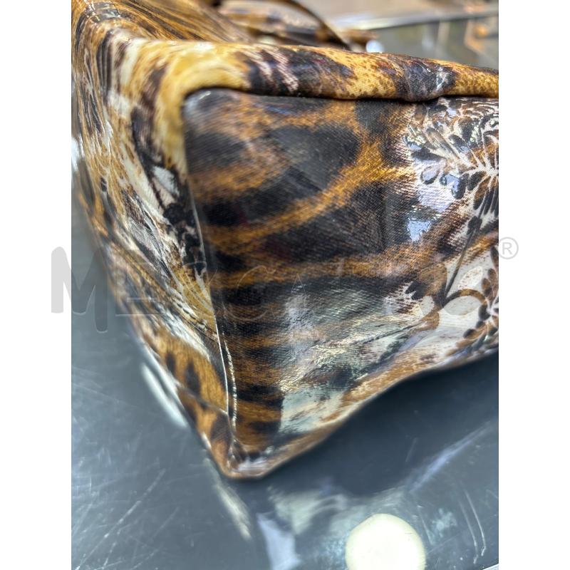 BORSA DONNA ROBERTO CAVALLI ANIMALIER FIORE RILIEVO  | Mercatino dell'Usato Roma appia 3