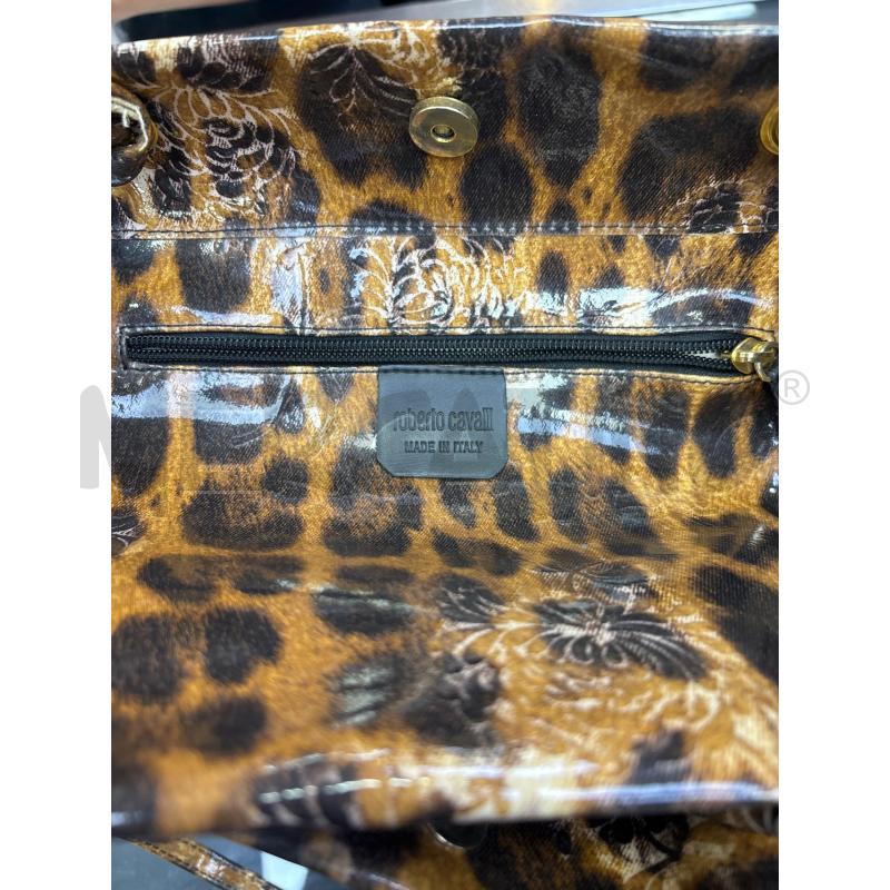 BORSA DONNA ROBERTO CAVALLI ANIMALIER FIORE RILIEVO  | Mercatino dell'Usato Roma appia 4