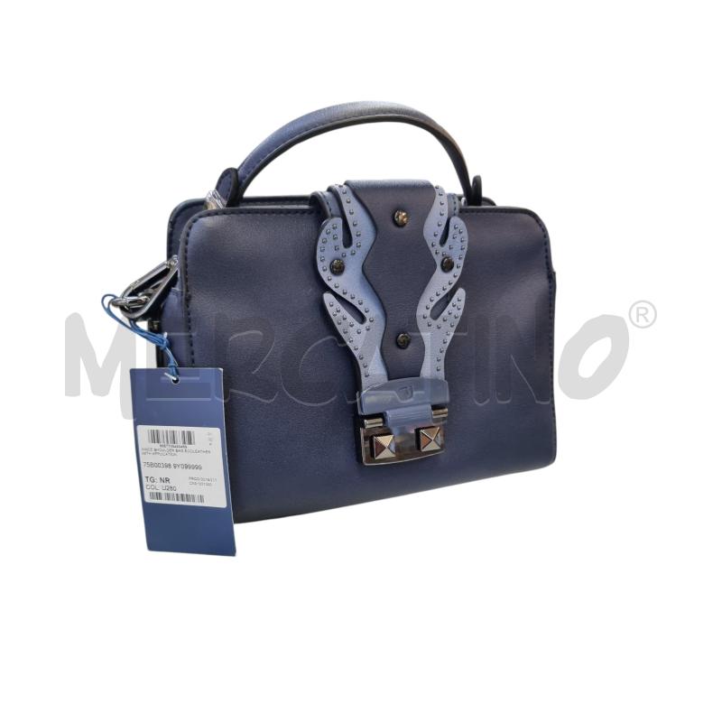 BORSETTA DONNA TRUSSARDI JEANS ECOPELLE BLU BORCHIE ARGENTATE  | Mercatino dell'Usato Roma appia 1