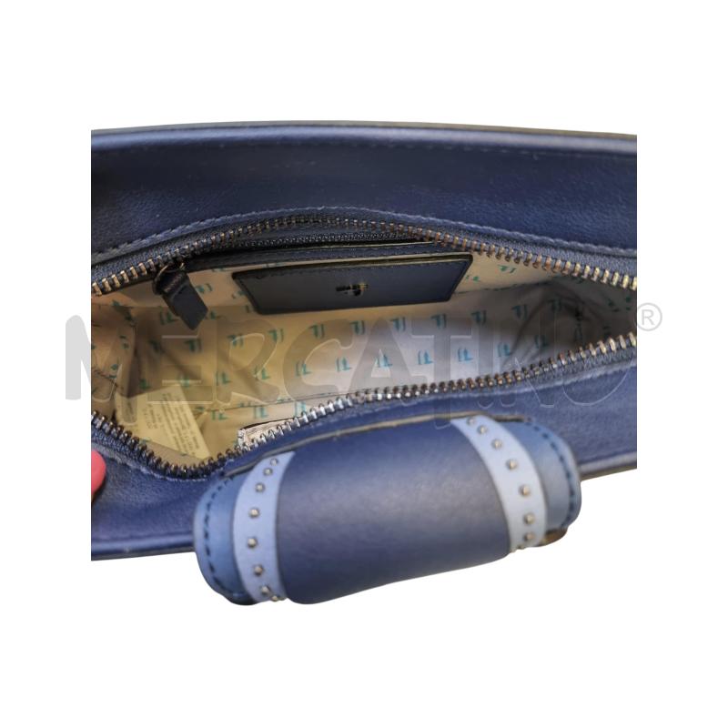 BORSETTA DONNA TRUSSARDI JEANS ECOPELLE BLU BORCHIE ARGENTATE  | Mercatino dell'Usato Roma appia 3