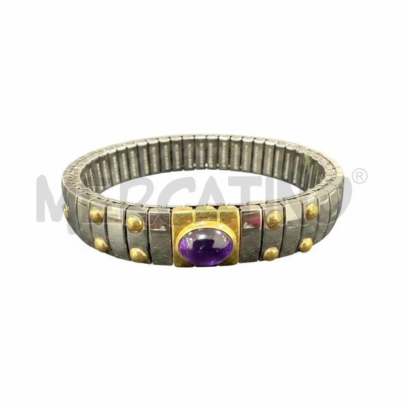 BRACCIALE NOMINATION ELASTICO PIETRA VIOLA PARTI MP DORATE | Mercatino dell'Usato Roma appia 1