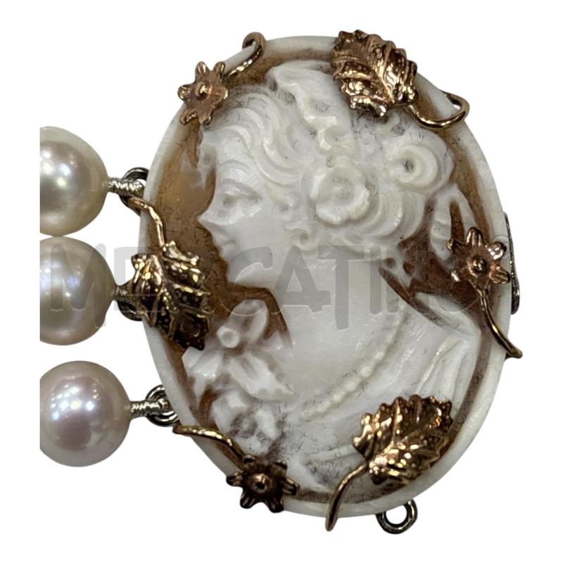BRACCIALE PERLE BIANCHE CAMMEO MP ARG E DORATO BASSO | Mercatino dell'Usato Roma appia 3