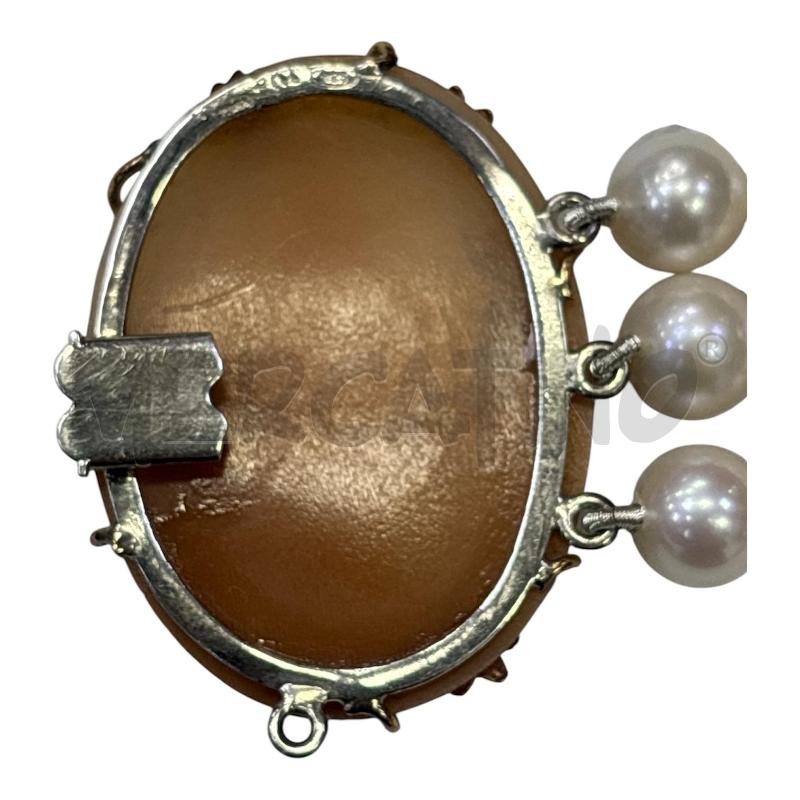 BRACCIALE PERLE BIANCHE CAMMEO MP ARG E DORATO BASSO | Mercatino dell'Usato Roma appia 4