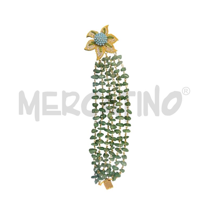 BRACCIALE ZINI FIORE DORATO PIETRE VERDI | Mercatino dell'Usato Roma appia 1