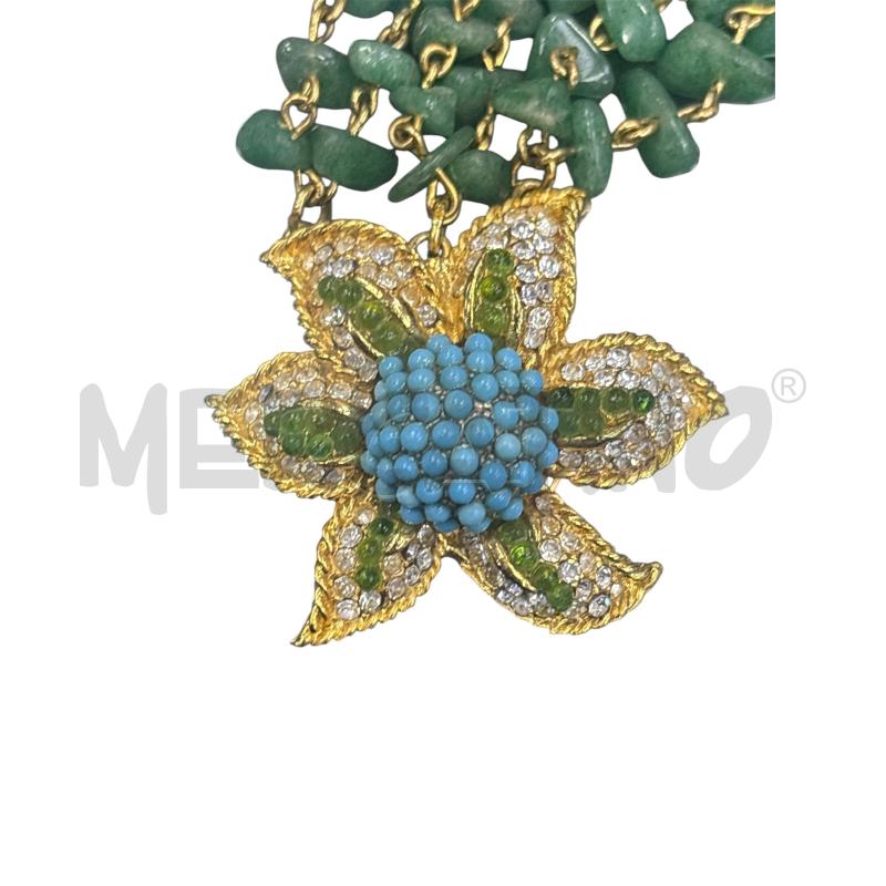 BRACCIALE ZINI FIORE DORATO PIETRE VERDI | Mercatino dell'Usato Roma appia 2