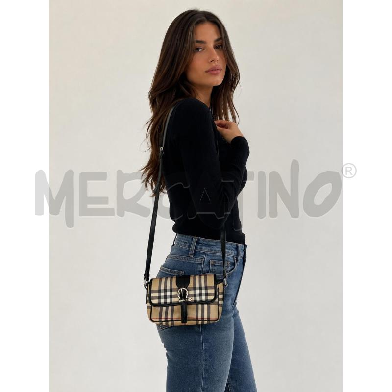 BURBERRY BORSETTA TRACOLLA BEIGE NER MANIC PELLE NER  | Mercatino dell'Usato Roma appia 2