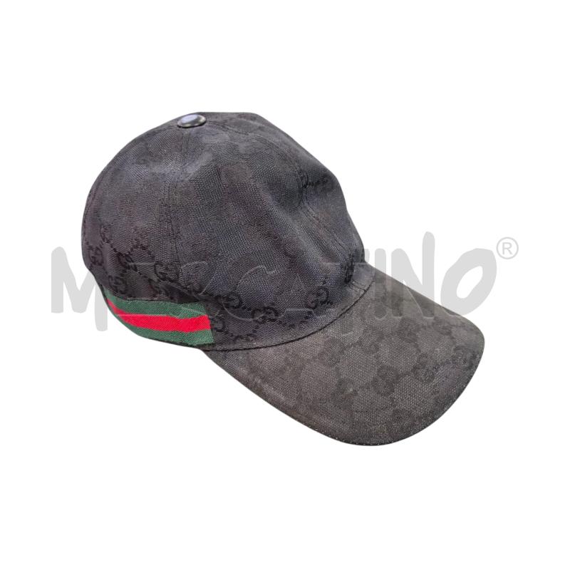 CAPPELLO GUCCI NERO LOGO BAND ROSS VERDE LATERALE  | Mercatino dell'Usato Roma appia 1