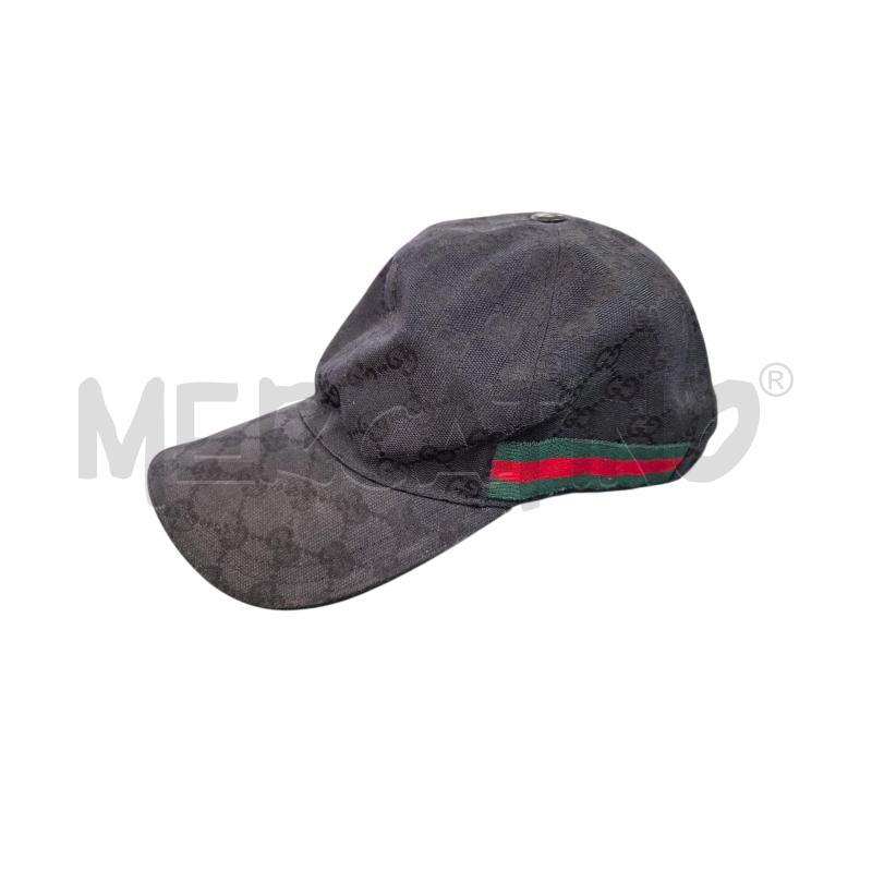 CAPPELLO GUCCI NERO LOGO BAND ROSS VERDE LATERALE  | Mercatino dell'Usato Roma appia 3