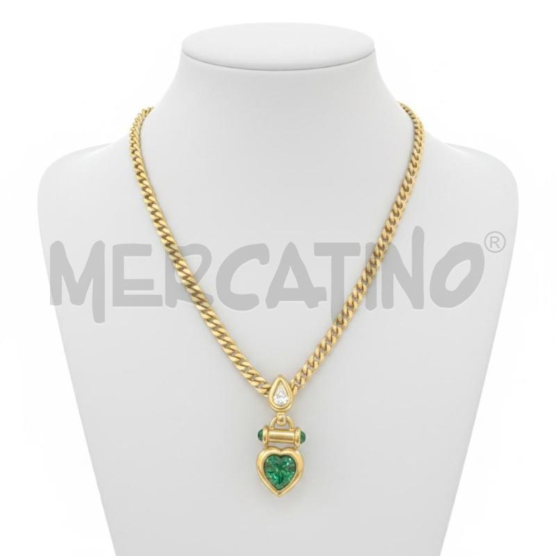 COLLANA BIJOUX DORAT CUORE VERDE  GOCCIA BIANC | Mercatino dell'Usato Roma appia 1