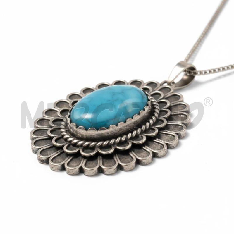 COLLANA MP ARG PIETRA TURCHESE | Mercatino dell'Usato Roma appia 1