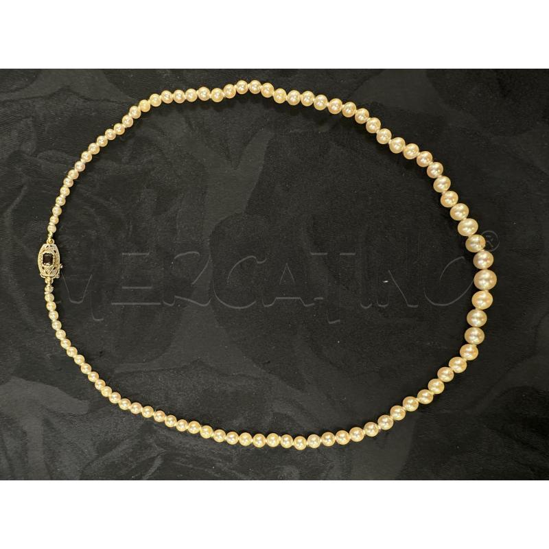 COLLANA PERLE CHIUSURA DORATA VINTAGE GRANATO | Mercatino dell'Usato Roma appia 1