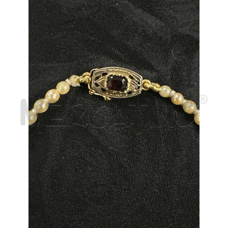 COLLANA PERLE CHIUSURA DORATA VINTAGE GRANATO | Mercatino dell'Usato Roma appia 2