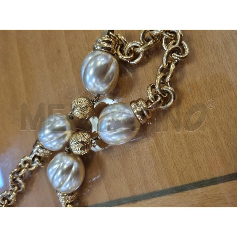 COLLANA VOGUE CATENA DORATO SIMILE PERLA GRANDE | Mercatino dell'Usato Roma appia 2