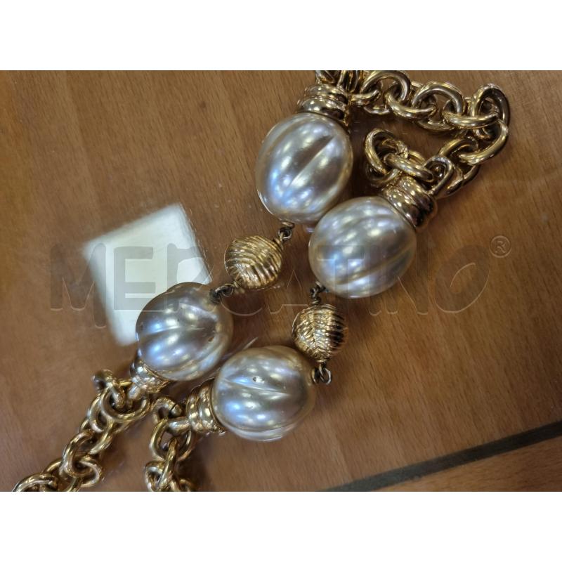 COLLANA VOGUE CATENA DORATO SIMILE PERLA GRANDE | Mercatino dell'Usato Roma appia 3