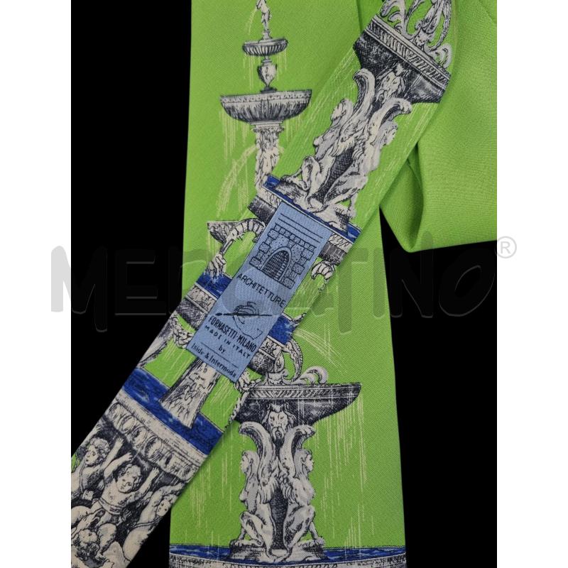 CRAVATTA FORNASETTI VERD ACQUA FONTANA STATUE BIANC ACQUA  | Mercatino dell'Usato Roma appia 3