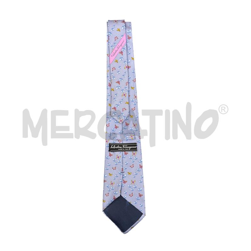 CRAVATTA SALVATORE FERRAGAMO CELESTE FARFALLE | Mercatino dell'Usato Roma appia 2