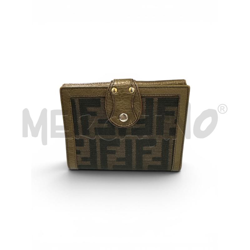 FENDI PORTA FOGLIO BORDI PELLE MORRONE STOFF LOGHI NER  | Mercatino dell'Usato Roma appia 1
