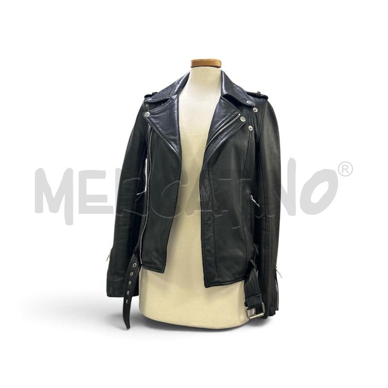 GIACCA DONNA MAJE PELLE NER CHIODO +CINT  | Mercatino dell'Usato Roma appia 1