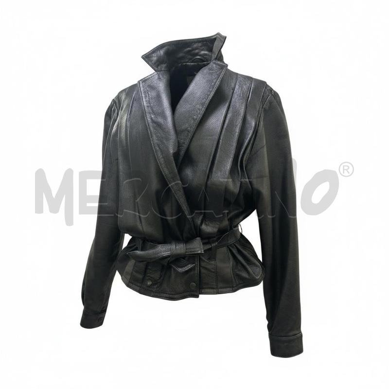 GIACCA DONNA NO ETI PELLE NER PLISS  +CINT  | Mercatino dell'Usato Roma appia 1