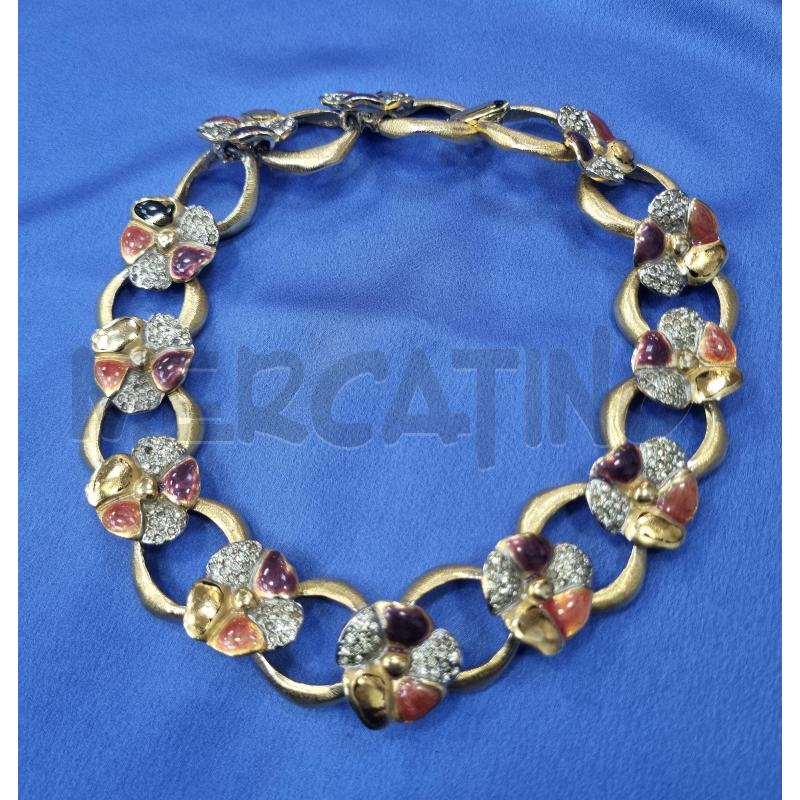 GIRO COLLO DORATO FIORE CAT SMALT NER ROS STRASS | Mercatino dell'Usato Roma appia 2