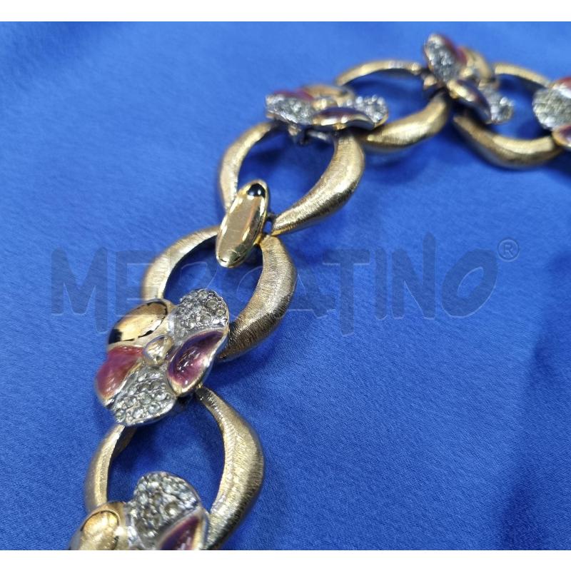 GIRO COLLO DORATO FIORE CAT SMALT NER ROS STRASS | Mercatino dell'Usato Roma appia 3