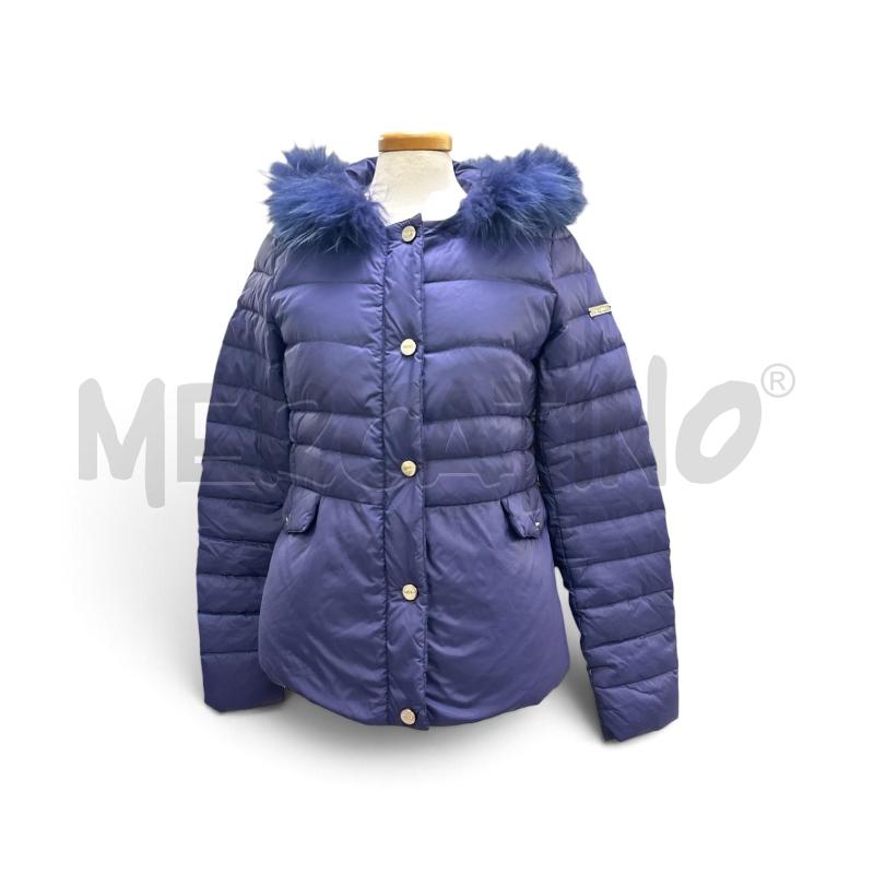 GIUBBOTTO DONNA LIU JO BLU VIOLACEO PIUMA CAPPUCCIO | Mercatino dell'Usato Roma appia 1