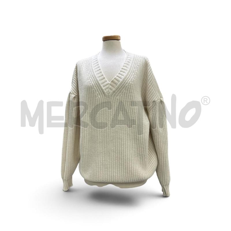 MAGLIONE DONNA MSGM BIANC COLL V | Mercatino dell'Usato Roma appia 1