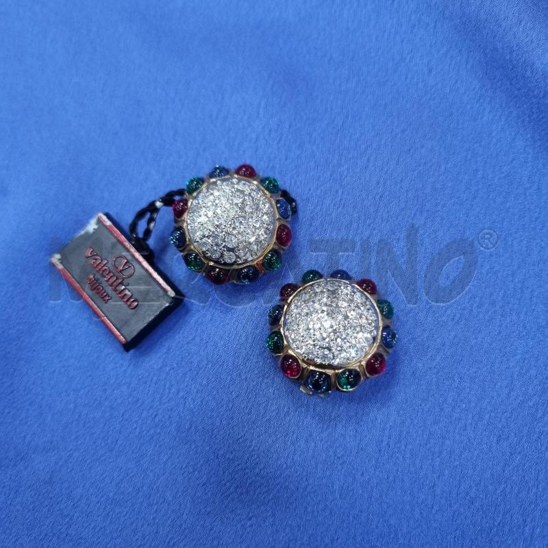 ORECCHINI VELENTINO FIOR DORAT STRASS BIANC ROSS VERDE BLU  | Mercatino dell'Usato Roma appia 1