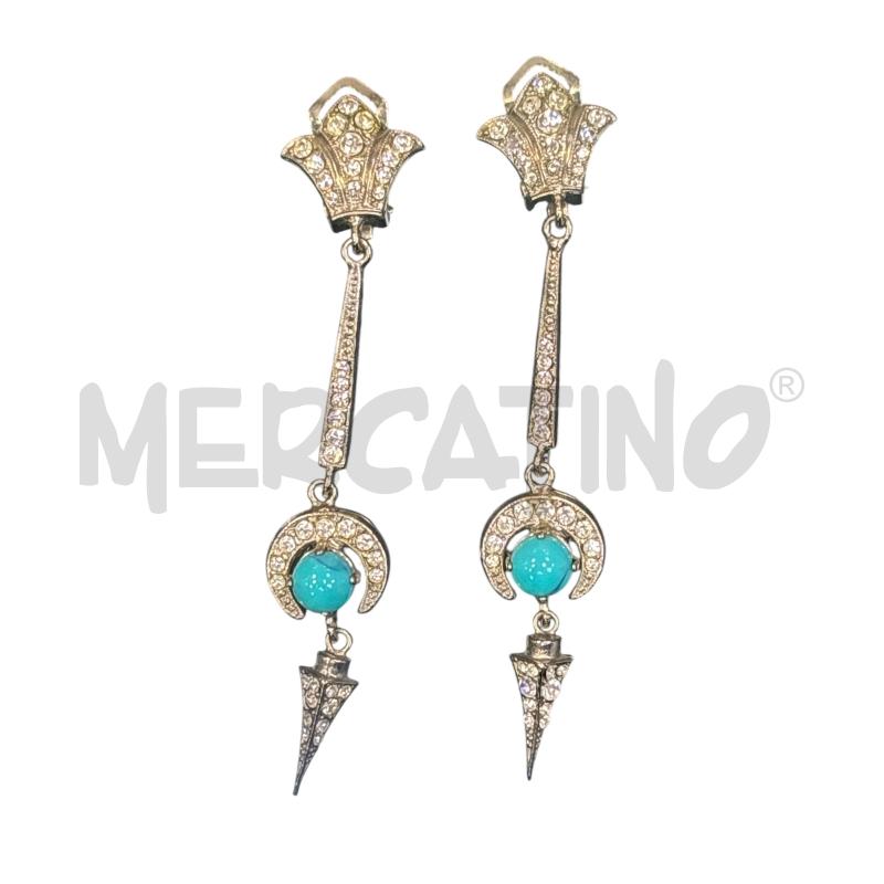 ORECCHINI ZINI ARGENTATI CLIP PENDENTI CELEST STRASS | Mercatino dell'Usato Roma appia 1