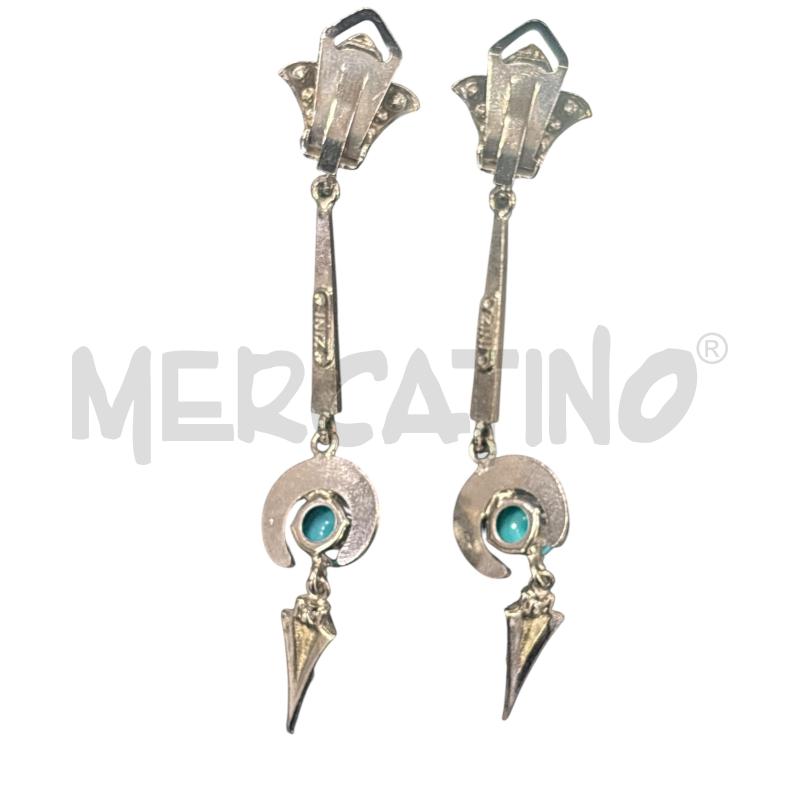 ORECCHINI ZINI ARGENTATI CLIP PENDENTI CELEST STRASS | Mercatino dell'Usato Roma appia 2