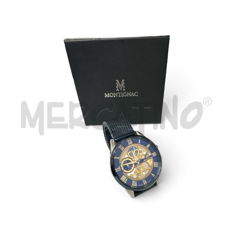 OROLOGIO MONTIGNAC BLU QUADRANTE BLU ORO NUMERI ROMANI | Mercatino dell'Usato Roma appia 1