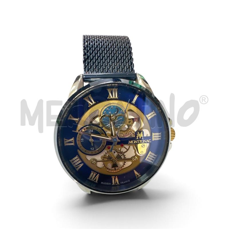 OROLOGIO MONTIGNAC BLU QUADRANTE BLU ORO NUMERI ROMANI | Mercatino dell'Usato Roma appia 2