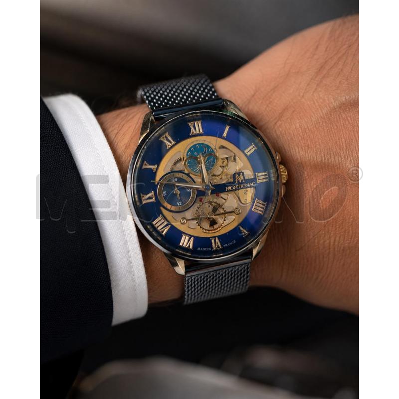 OROLOGIO MONTIGNAC BLU QUADRANTE BLU ORO NUMERI ROMANI | Mercatino dell'Usato Roma appia 3