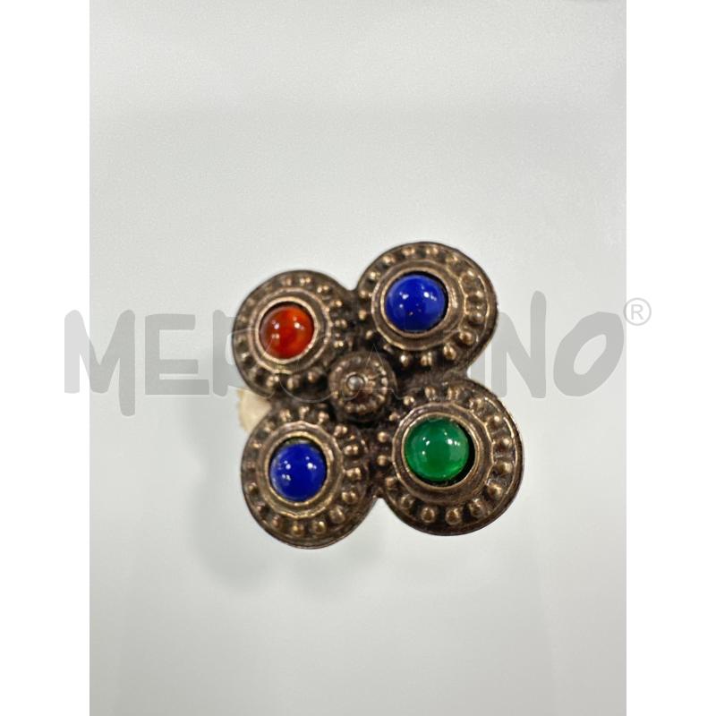 PARURE BRACCIALE ARGENTATO PIETRE VERD ROSS BLU + ORECCHINI | Mercatino dell'Usato Roma appia 2