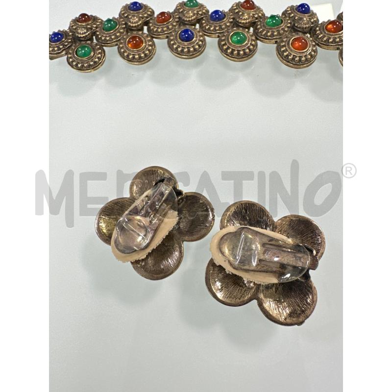 PARURE BRACCIALE ARGENTATO PIETRE VERD ROSS BLU + ORECCHINI | Mercatino dell'Usato Roma appia 3