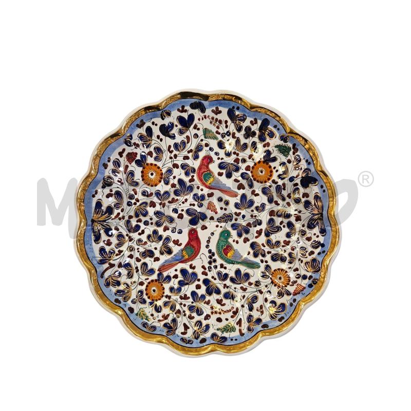 PIATTO DECORATIVO ASSISI B. ORO FOGLIE UCCELLINI | Mercatino dell'Usato Roma appia 1