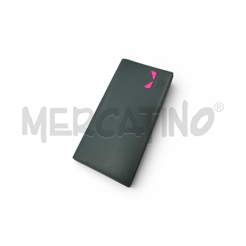 PORTA FOGLIO FENDI MONSTER EYES GRIGIO INTERNO FUCSIA  | Mercatino dell'Usato Roma appia 1