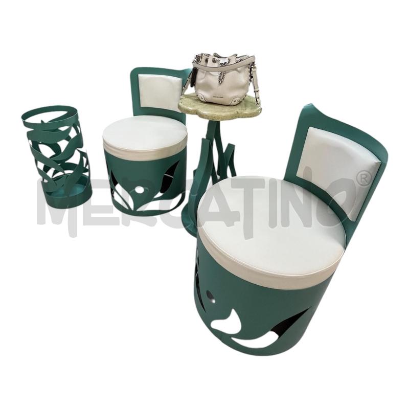 SALOTTINO BIANCO/VERDE 4PZ | Mercatino dell'Usato Roma appia 1