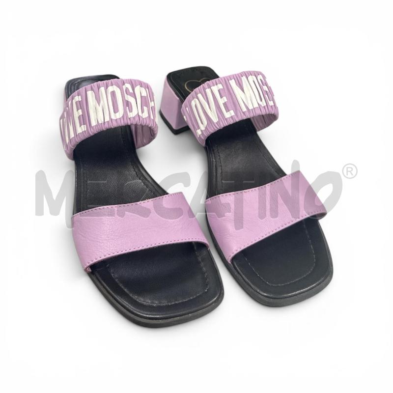 SANDALI DONNA MOSCHINO NER LILLA SCRIT BIAN  | Mercatino dell'Usato Roma appia 1