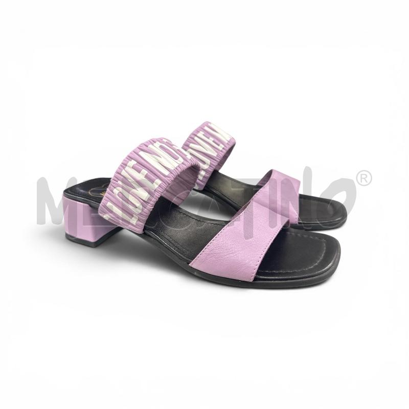 SANDALI DONNA MOSCHINO NER LILLA SCRIT BIAN  | Mercatino dell'Usato Roma appia 2