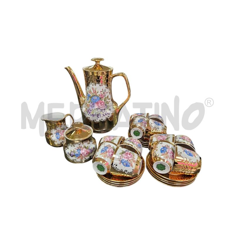 SERVIZIO CAFFÈ X12 LIMOGES DORATO FLOREALE  | Mercatino dell'Usato Roma appia 1