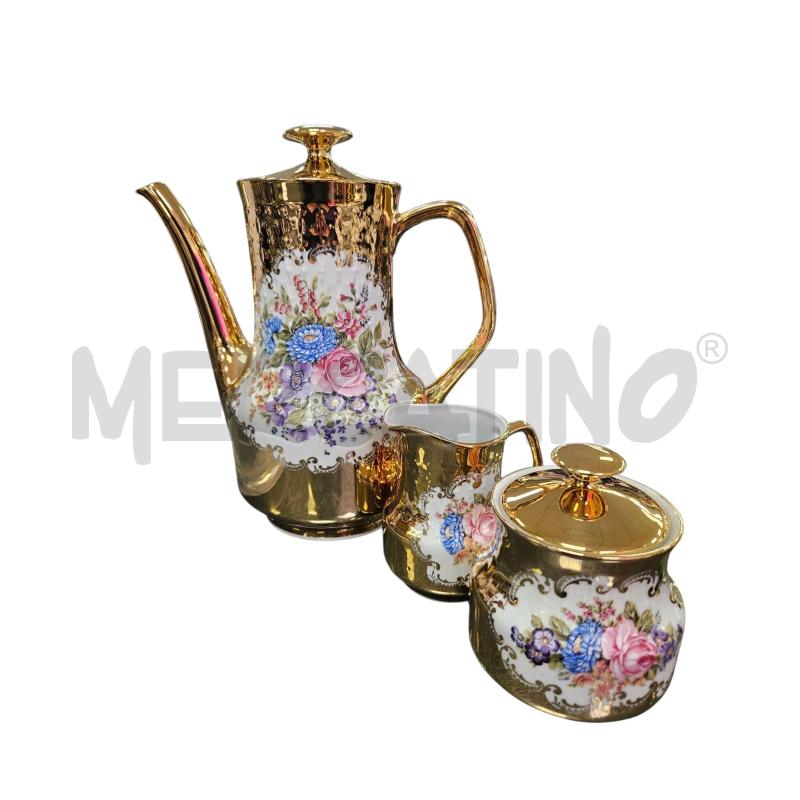 SERVIZIO CAFFÈ X12 LIMOGES DORATO FLOREALE  | Mercatino dell'Usato Roma appia 2