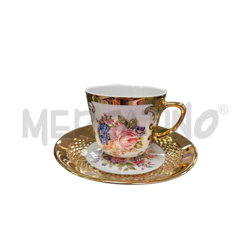 SERVIZIO CAFFÈ X12 LIMOGES DORATO FLOREALE  | Mercatino dell'Usato Roma appia 3